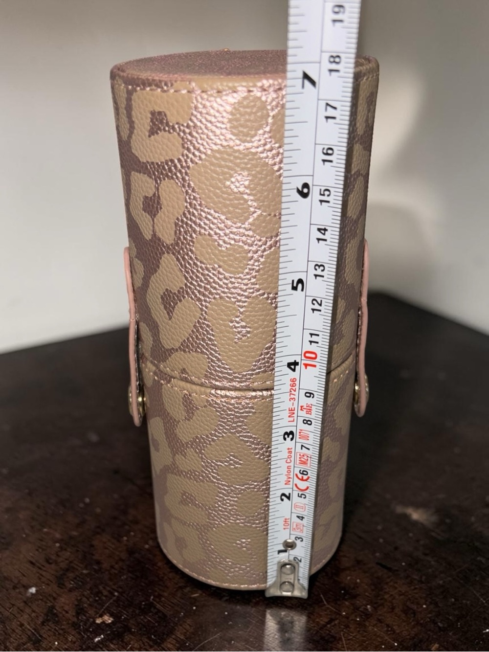 Hollis Rose Gold Mini Makeup Brush Lipstick Liner Case Travel Bag Leopard Print - Picture 9 of 10